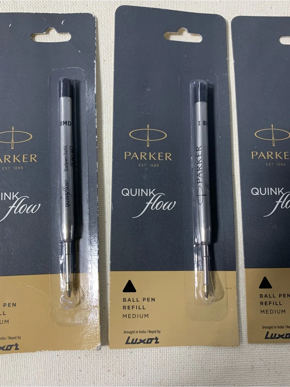 New Five (5) Parker Quink Flow Ball Point Pen Refills Black Ink Medium